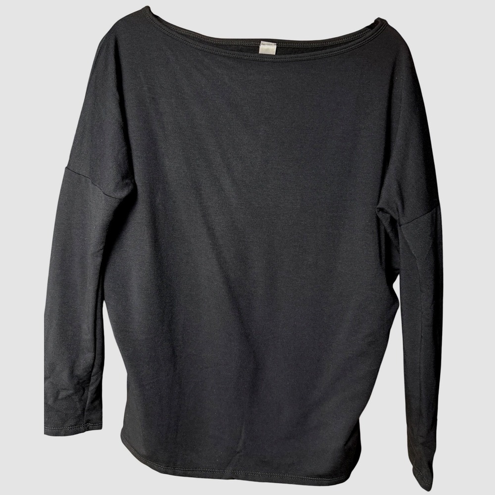 Go Couture Womens M Black Boat Neck Dolman Long Sleeve Top Made in USA 80s Style